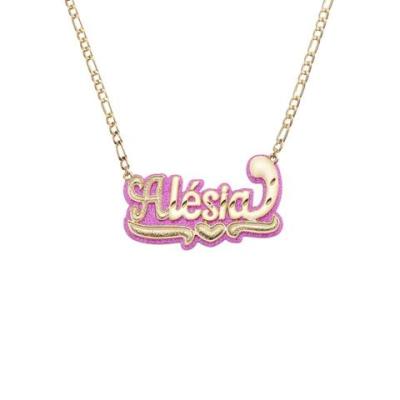 China Rose Gold Jewelry Custom Name Fashion Silver Acrylic Necklace European American Colorful Acrylic Casual/Sporty Alloy Charm Necklace for sale