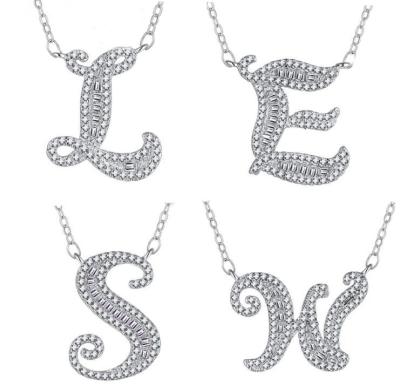 China Trendy Jewelry 26 Custom Fashion Dy Cubic Zircon Letter Initial Necklace for sale