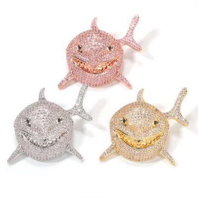 China 2020 New Hiphop style hip-hop personality pendant with slow Zircon,gift accessories,trendy hip-hop shiny shark necklace for sale