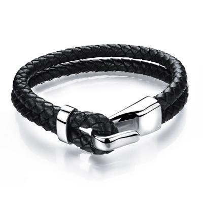 China Neo-Gothic Customized Color Men's Cuff Braided Leather Bracelet for sale