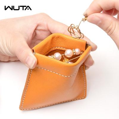 China Normcore/Minimalist WUTA Squeeze Leather Coin Purse Goat Skin Compression Spring Lipstick Bag Pouch for Stores Glasses, Eyelashes, Lip Gloss for sale