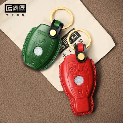 China Luxury and 100% eco-friendly factory stainless steel accessories and cowhide car key cover case custom handmade good quality leathers for Benz C200 GLA CGL GLE S for sale