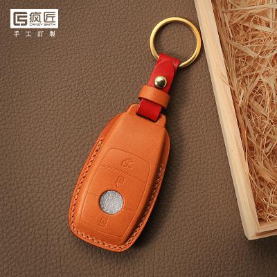 China Luxury & 100% Eco-friendly WUTA Best Quality Vehicle Remote Launch Car Key Case Protective Genuine Leather Smart Covers For Benz C260L/E300/S/G50/A18 for sale