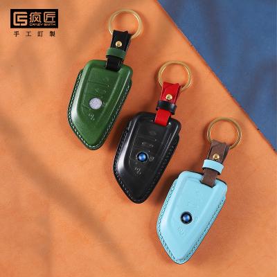 China Crazy Luxury Genuine Leather Auto Smart Bags & 100% Eco-friendly Veg-Tanned By Smith Hand Sewing Cowhide Car Key Case Cover For BMW X1/2/X3/X4/X5/X6/X7 for sale