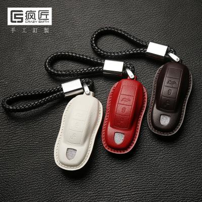 China 2021 NEW luxury gifts and 100% eco-friendly and crafts hand high stitching grade full grain genuine leather smart car key case cover for Porsche for sale