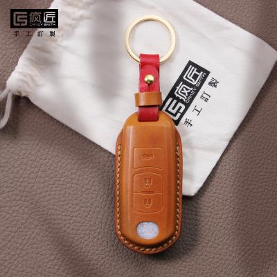 China NEW 2021 Luxury Handmade High Grade Full Grain Car Key Stitching Genuine Leather Smart Covers and 100% Eco-friendly For Mazda ATZ/Onksera/CX4/CX5/CX8 for sale