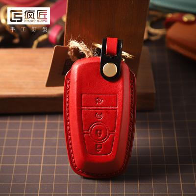 China NEW 2021 Luxury Handmade High Grade Full Grain Car Key Stitching Genuine Leather Smart Covers and 100% Eco-Friendly For Ford EDGE/MONDEO/Focus St for sale