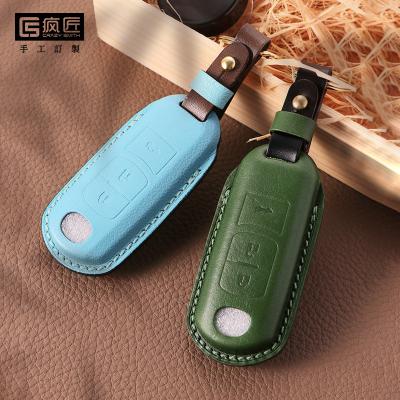 China 2021 Luxury and 100% Eco-friendly NEW Top Grade LeatherCraft Hands Stitching Genuine Leather Smart Car Key Case Cover For Mazda ATZ/Onksera/CX4/CX5/CX8 for sale