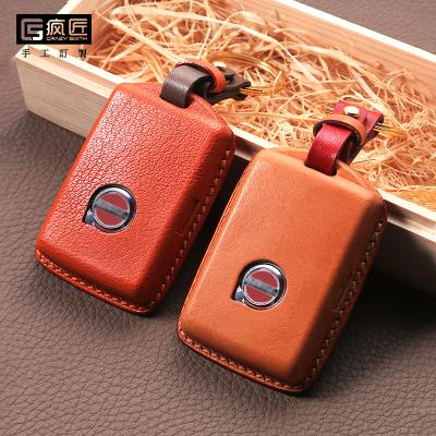 China NEW 2021 Luxury Handmade High Grade Full Grain Car Key Sewing Genuine Leather Smart Covers and 100% Eco-Friendly For Volvo XC90S/60/V40s for sale