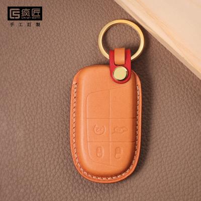 China NEW 2021 Luxury Handmade High Grade Full Grain Car Key Sewing Genuine Leather Smart Covers and 100% Eco-Friendly For Jeep Grand Cherokee /Guide/Cherokee for sale