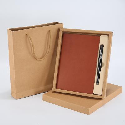 China Full Size PU Leather Diary Notebook A5 Planner Business Leather Notebook and Pen Set for sale