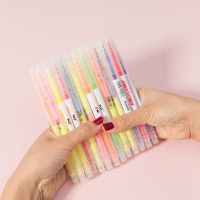 China Wholesale Normal Highlighter Bar Pen Flat Shape Pastel Color Accent Multicolor Highlighter Bar Pen Customize Pen Set Color for sale