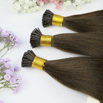 China Silky Straight Wave I tip keratin professional remy human Indian hair prebonded treatment extension Russian hair extensions for sale