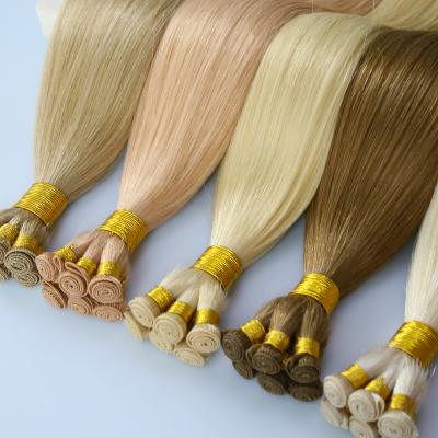 China Silky Straight Wave Cuticle Aligned  Hand Sewn Weft Hair European top quality  Remy Hand Tied Weft Hair Extension for sale