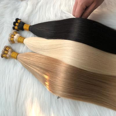 China Silky Straight Wave 100% human hair  full cuticle Hand Sewn Weft Hair European top quality  Remy Hand Tied Weft Hair Extension for sale