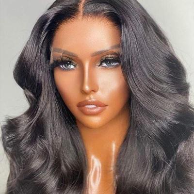 China Body Wave Factory Supplier 4X4 HD Lace Closure Human Hair Wigs For Black Women Peruvian Glueless Natural Body wave Human Hair Wig In Stock for sale