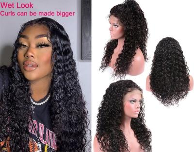 China Natural wave Cheap Indian Brazilian Virgin Deep Wave Curly natural Human 13x4 long Lace Front Hair Wigs For Women for sale