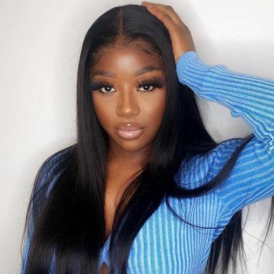 China Silky Straight Wave V150% 180% Density Factory Wholesale virgin Hair Silky Straight Brazilian Human Hair Wigs with Bang Lace Front Wigs for Women for sale