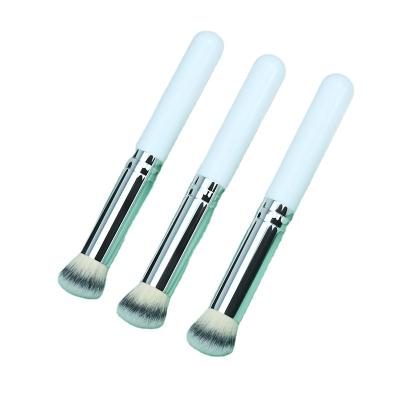 China Custom Luxury Aluminum White Single Soft Private Label Brushes Concealer Brush Olive Makeup Concealer Brush Flat Hair Brush for sale