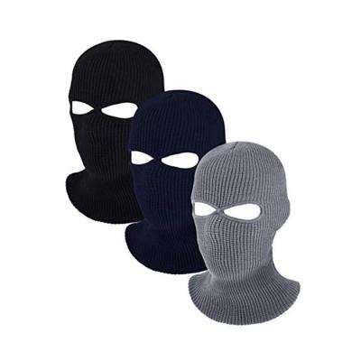 China breathable & Waterproof Wholesale 2 Hole Balaclava Ski Mask Full Face Beanie Knitted Custom Embroidery Balaclava Beanies for sale