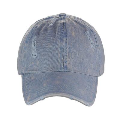 China Wholesale JOINT ponytail baseball caps mask stone acid wash hat cotton distressed hats for women hat for sale