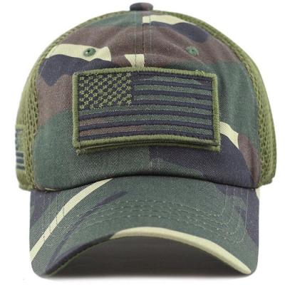 China High Quality COMMON Trucker Custom Hat US Back Flag Patch Hat Tactical Mesh Curved Brim Baseball Cap Camouflage for sale