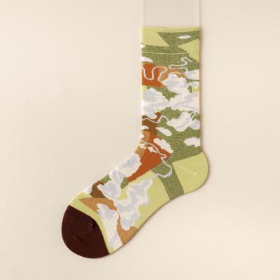 China European style QUICK DRY women's oil painting socks combined with fashion and retro for sale