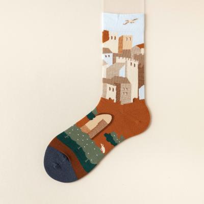 China The idyllic style of van Gogh QUICK-DRY is perfectly combined with socks. Tube Medium Women's Socks for sale