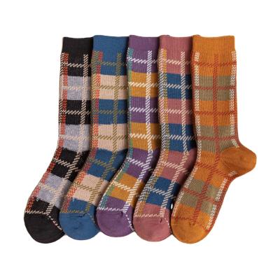 China New Fashion Vintage Women Tartan Design Soft Comfortable QUICK DRY Colorful Woolen Socks for sale