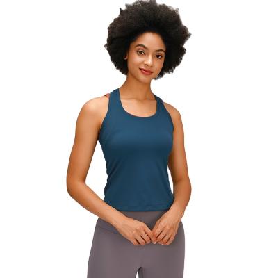 China Women Yoga Exercise Gym Shirts Breathable Running Sporty Workout Runner Back Tank Tops for sale