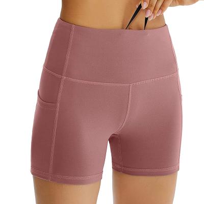 China Breathable Customize Summer Women High Elastic Yoga Shorts With Pockets 4 Way Stretch Seamless Wear Pants for sale