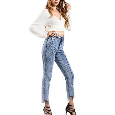 China Stain Straight Leg Jeans Women Breathable High Waist Jeans Women Loose Cropped Mom Jeans for sale