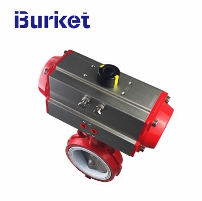 China 4 inch flange cast iron Aluminum pneumatic actuator butterfly valve in stock for sale