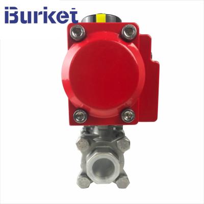 China Dn32 pn16 CF8M 1000WOG LPG Small 3 PCS 3 Pieces pneumatic Actuators Screw Float Ball Valve for sale