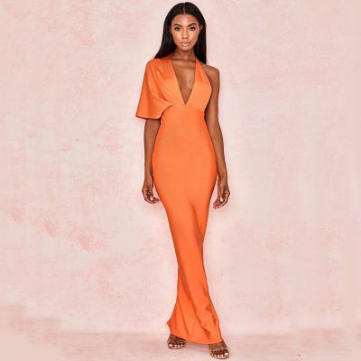 China Breathable Asymmetrical Sleeveless Deep V Neck Bodycon Bodycon Prom Dress Long Evening Party Dresses Breathable Sleeveless Women Long Dress for sale