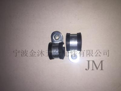 China Standard Carbon Steel Cable Clamps / Fixing Cable Hose Clamp with Rubber for sale