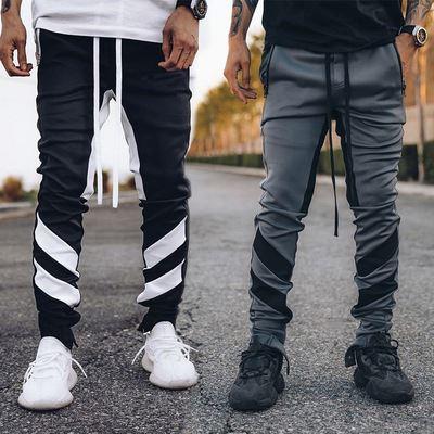 China New Fashion Cargo Sweatpants Men Outdoor Running Stripe Patchwork QUICK DRY Slim Sports Pants for sale