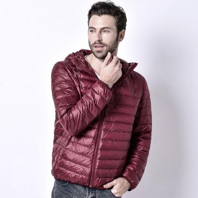 China Ultralight Hooded Stripper Thin Warm Winter Outdoor High Quality Breathable Logo Down Jacket Custom Made For Men for sale