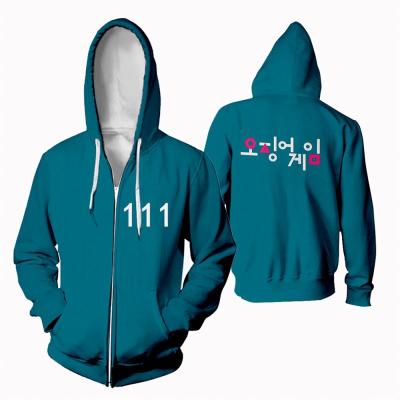 China Hot Selling Polyester Squid Game Costume 2XS 4XL 2021 Clothing Long Sleeve Loose Sweatshirt Squid Game Hoodie for sale