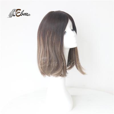 China Beautiful Straight Natural Color With Highlights BB9 14inch No Layer One Length Jewish Wigs Kosher Wigs for sale