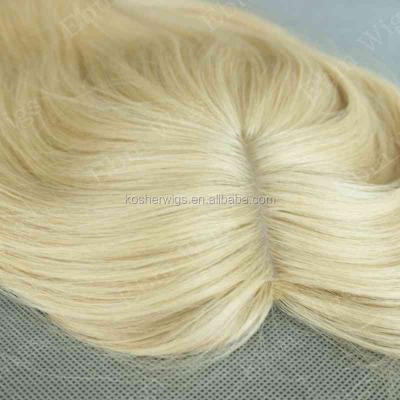 China Topper Straight Virgin Hair Women, Hand Tied Blonde Women Topper for sale