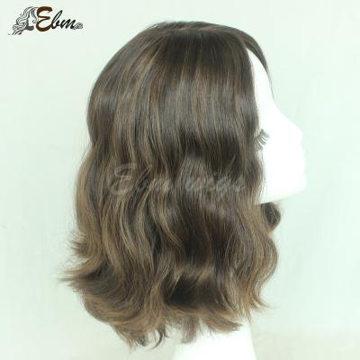 China Natural Deep Wave Hair Color with Blonde Highlight Topper Whopper Hair Replacement for sale