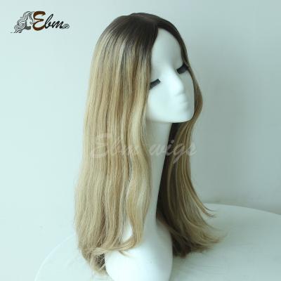 China Small Wave 5A Layer Silky Straight Hair Wig Dark Root , Wig For Woman for sale