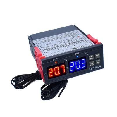 China Dual Digital Temperature Controller Two Relay Output Thermostat Heater STC-3008 with Probe 12V 24V 220V Home Fridge Cool Heat STC-3008 for sale