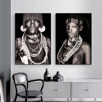 China Best Selling Retro Large Modern Products Figure Artwork Canvas Portrait Abstract Canvas Painting Black And White Style for sale