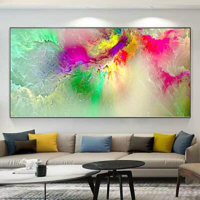 China Waterproof Abstract Colorful Wall Art Pink Background Canvas Artwork For Modern Bedroom Living Room Sofa Decor Easy To Hang for sale