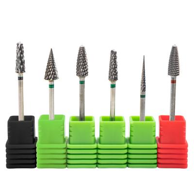 China Durable Silver Tungsten Nail Drill Bits Multi Shape Tungsten Carbide Nail Drill Bits For Removing Nail Gel Polish Carbide Drill Bits 6pcs for sale