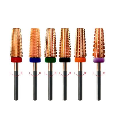 China High Quality Rose Gold Stainless Steel Tungsten Carbide Nail Drill Bit 6 Types For Electric Machine Manicure Nail Tool Accessories for sale