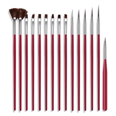 China Nail Art Tools 15PCS Nail Brush Kit For Manicure Gel Design Nail Brushes Nail Art Tool Pen Gel Manicure Tool Kit 15pcs/set UV Red Black for sale