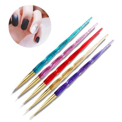 China Drawing Brush 5 Different Sizes PCS Acrylic Nail Set Thin Line Painting Pen Acrylic Brush Nylon Hair Hook Bars Handle Manicure DIY Tools Drawing Pen for sale